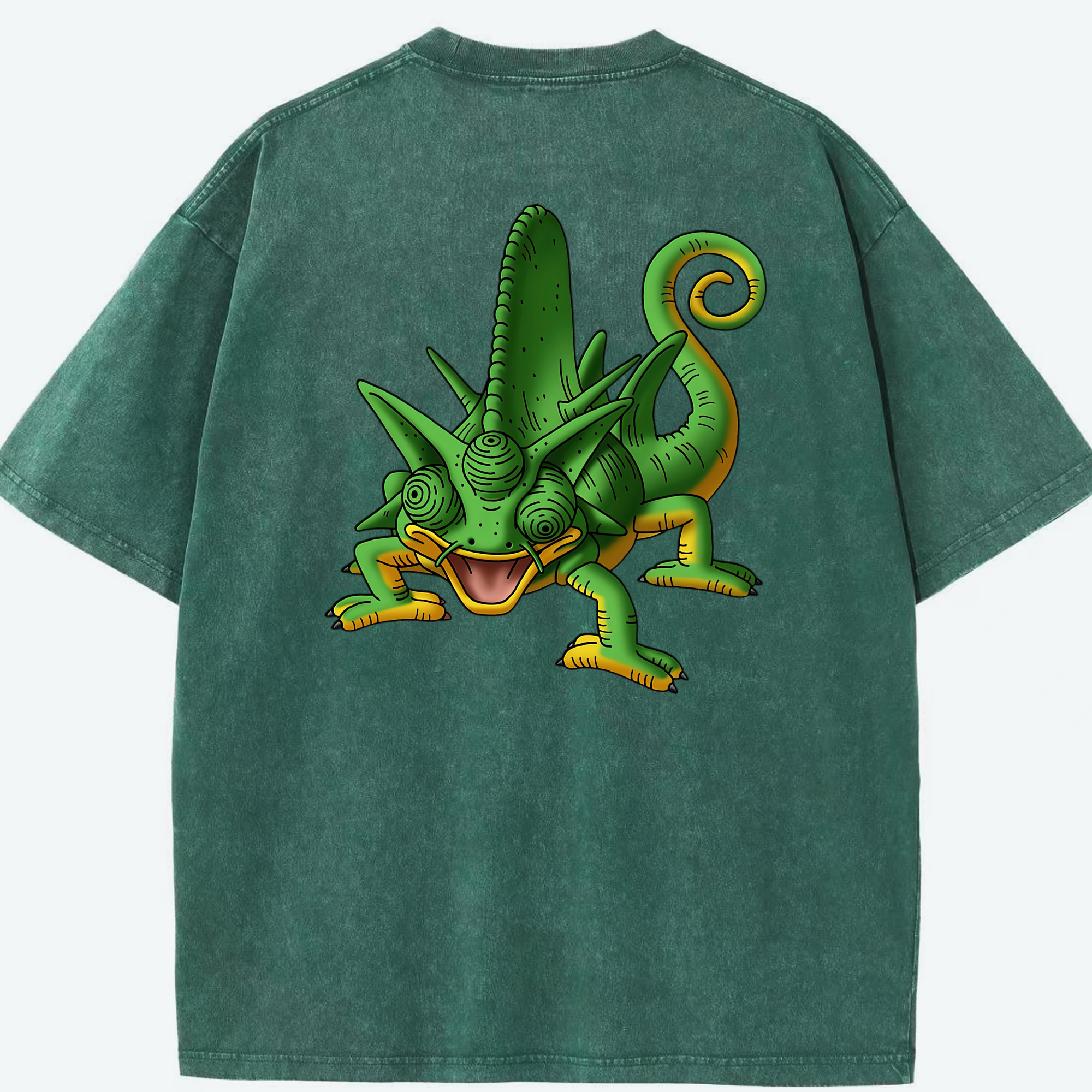 （画像用） ドラゴンクエスト Doragon Kuesuto Dragon Quest 綿100% ヴィンテージ風 半袖Tシャツ（背面プリント）